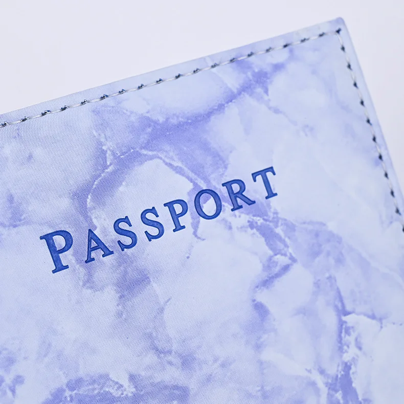 PU Leather Multi-card Holder Passport Protector Travel Abroad Wallet Marble Design for Family