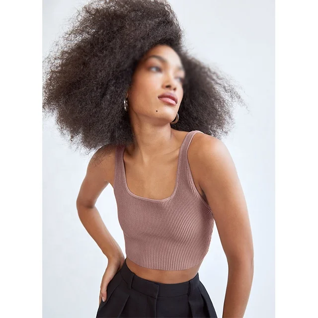 Sculpt Knit Cropped Tank square neck sports bra yoga tank tops causal halter sleeveless tank tops sleeveless t-shirt tops woman