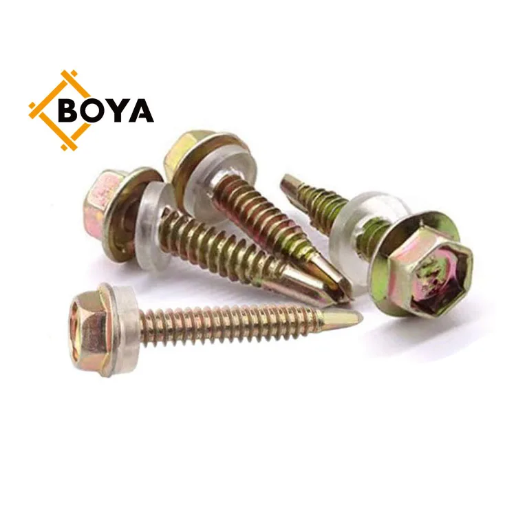 China wholesale galvanised metal hexagon head tek wood stainless steel hex self drilling screw with epdm washers roofing screw