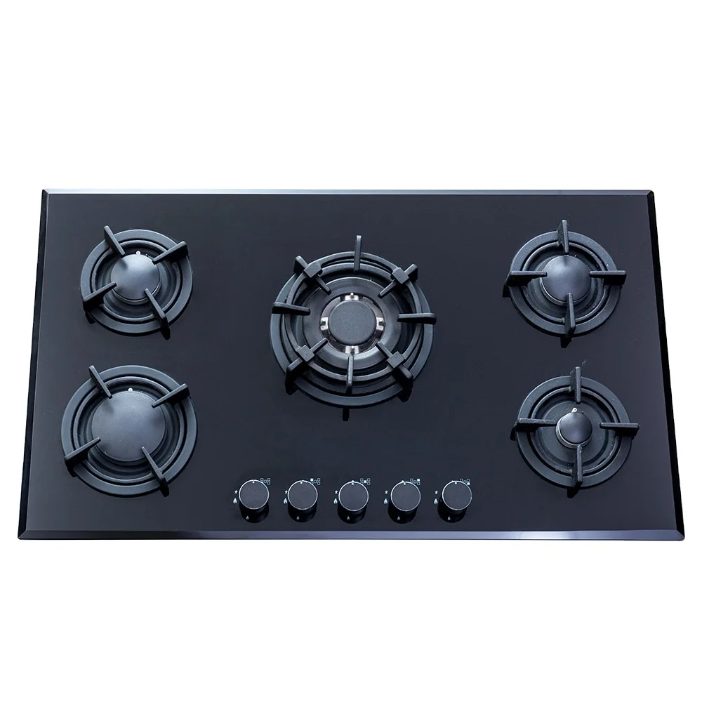 Cast Iron Pan Supports Built-in Stainless Steel High Quality Gas Hob With 5 Burners