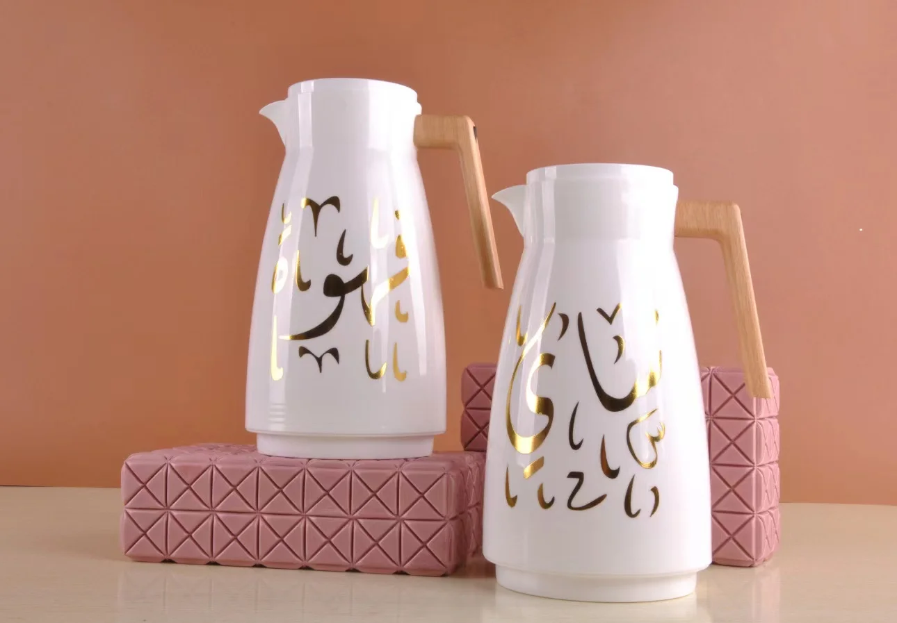 1000ML Vacuum Flask Metal body Glass liner coffee thermos Two Carafe Piece Tea Pot Set Dallah Jugs for Sale