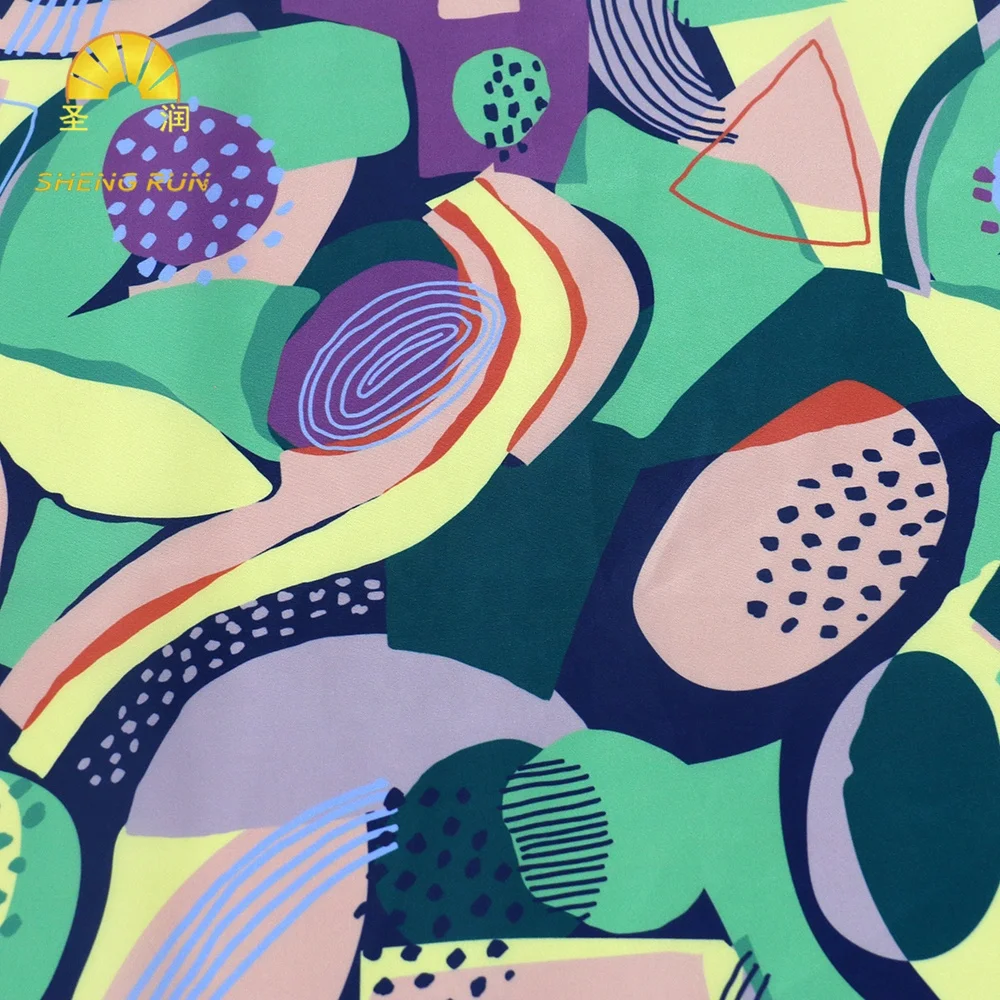 Customized Irregular Geometric Pattern Digital Printing 210D Renewable Oxford Fabric