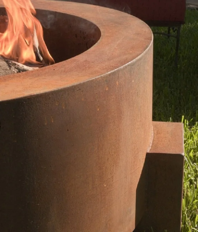 Modern Garden Design Round Corten Steel Gas Fire Pits