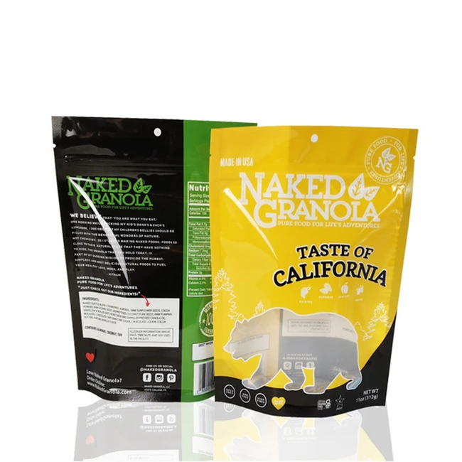Custom Printed Heat Sealing Plastic Chips Snack Food Packaging Mylar Bags Zip Lock Smell Proof Stand up Pouch