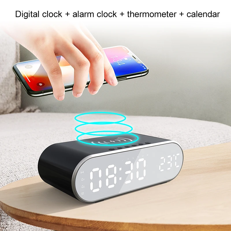 Belen Dropshipping Digital Alarm Clock 15W Fast Wireless Charger With Temperature