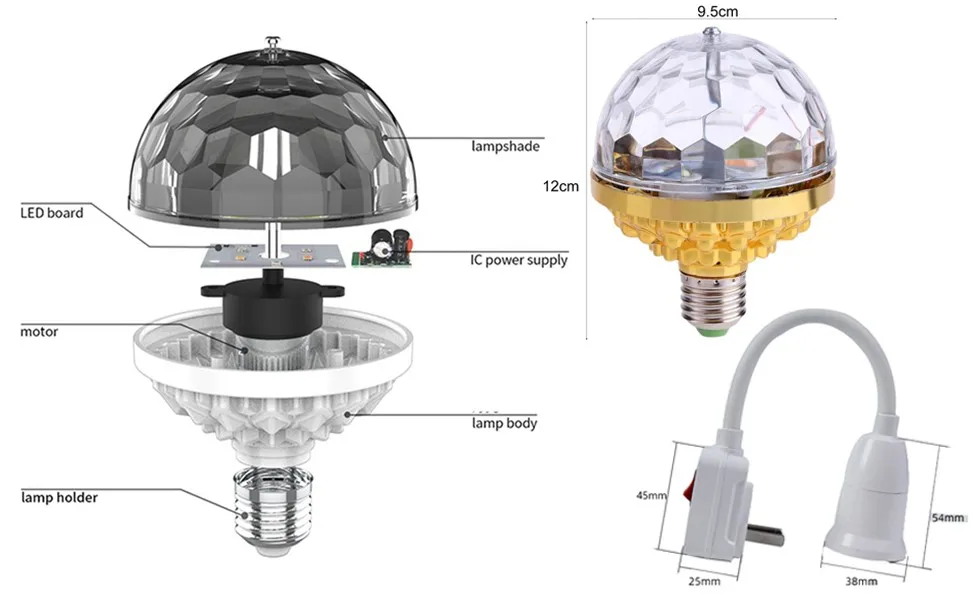 colorful rotating magic ball light