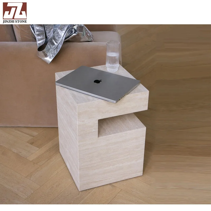 Modern White Marble Cafe Table Travertine Stone Polished Top for Indoor & Outdoor Dining Cut-to-Size Hotels Outdoor Fountains