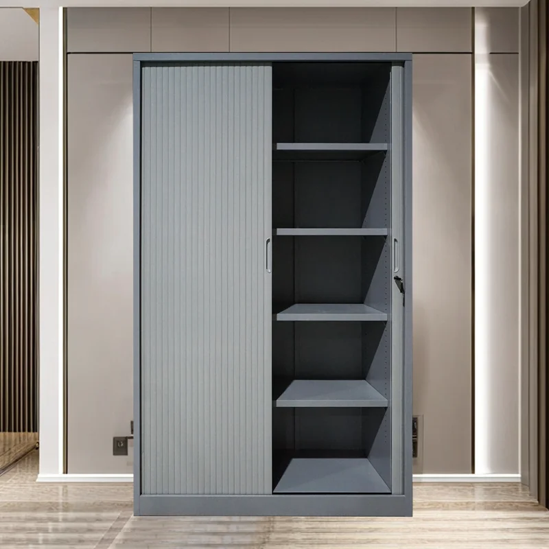 2 Rolling Tambour Door Cupboard Big Storage Space Steel Tambour File Cabinet Office Cabinet On Sale