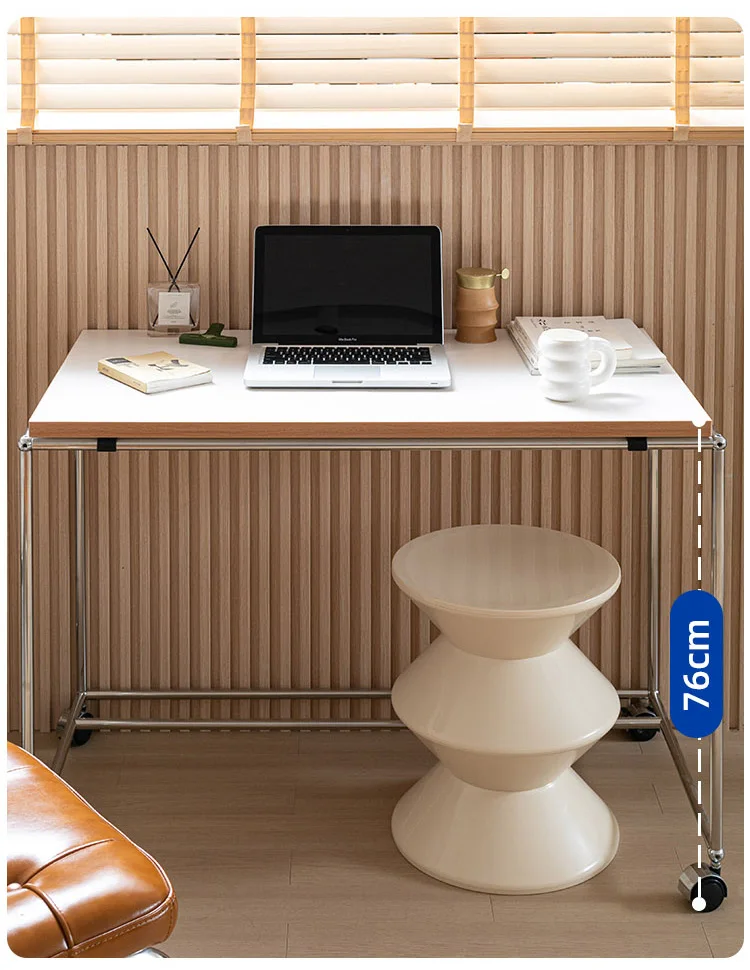Nordic mobile desk pulley stainless steel small family computer desk for living room