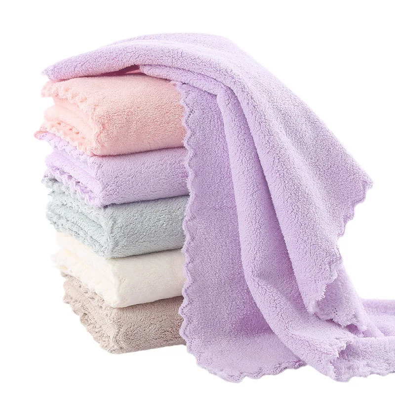 Microfiber towel set Factory custom logo Fast Drying Coral velvet Blended yarn hand Towel