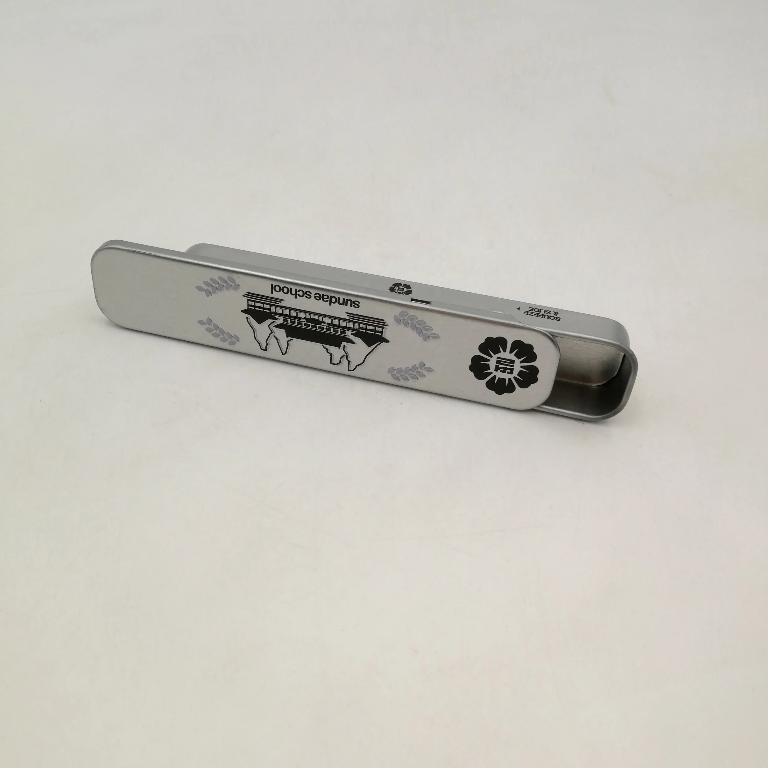 custom rectangle child resistant sliding lid child proof safety click clack tin metal tin box