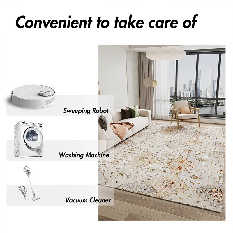 Non Slip Soft Vintage Machine Washable Boho Area Rugs Laundry Room Indoor Mat for living roomand dining room