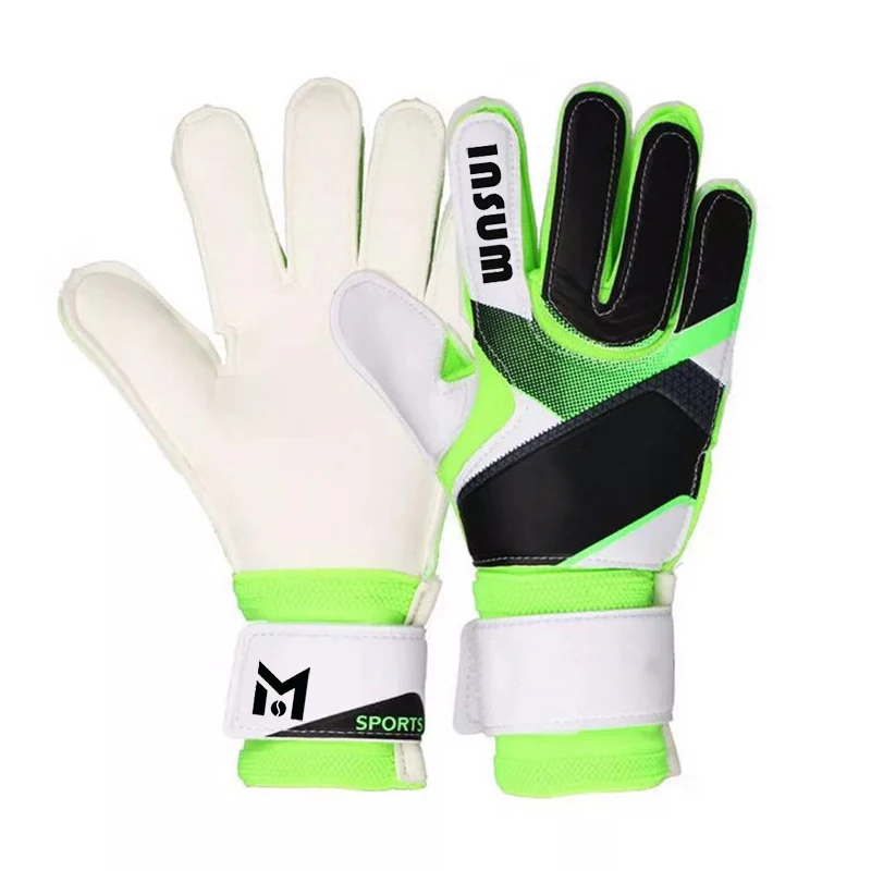 
China OEM Custom Professional Thick Green Goalkeeper Gloves with Finger Protection for Football Latex Goalkeeper Glove 