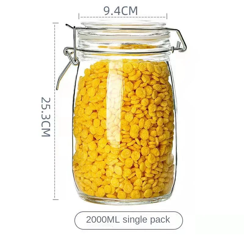 Wholesale Thickened Glass Airtight Jar With Lid Buckle Grain Storage Jar Kimchi Jar Honey Canned Bottle