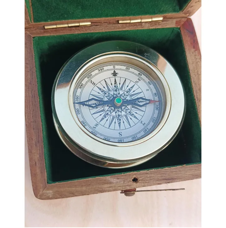 High Quality Vintage Decorative Map Compass In Wooden Box Great Gift Ideas Wooden Compass Box