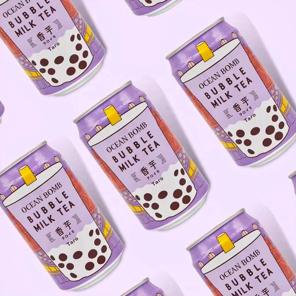 330ml QDOL Taiwan Ocean Bomb Canned Bubble Milk Tea Soda Soft Drink Carbonated Drinks