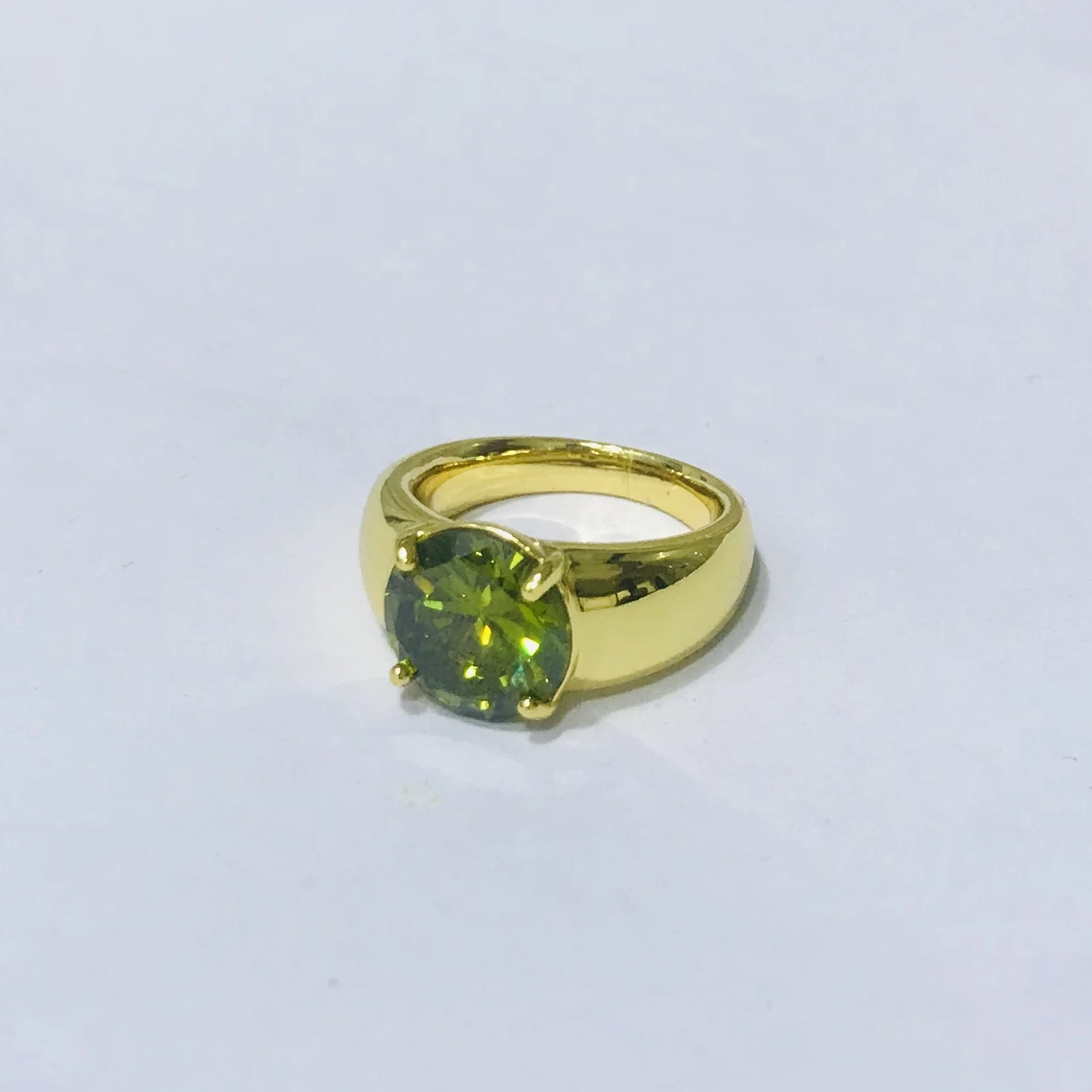 gold vermeil heavy microns K gold plated natural stone green rings women