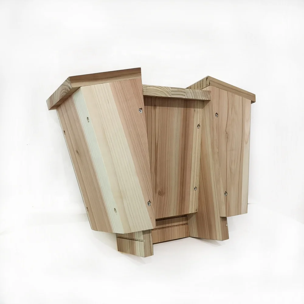 Solid Wood Bat Box with Screwed Weatherproof Design Untreated Summer & Winter Quarters for Bat House & Nesting Box