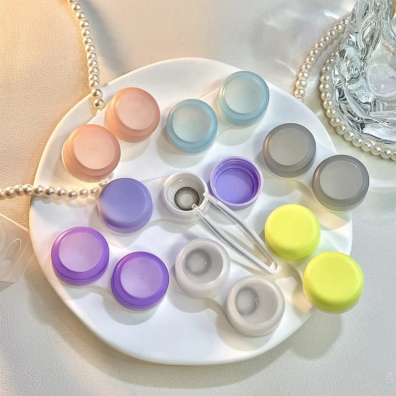 Colorful  Contact Lens Custom Logo Boxes Packaging Mini Contact Lens Case Customized Logo Cute Contact Lens Cleaner