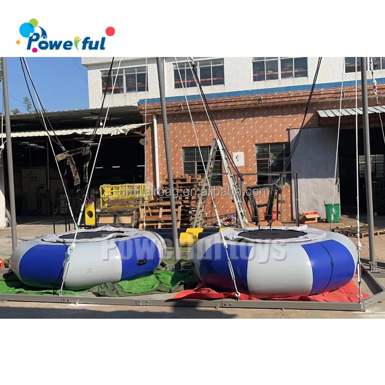 Hot Sale Factory Supply Amusement Equipment 2 Persons Inflatable Bungee Jumping With Trailer Trampoline
