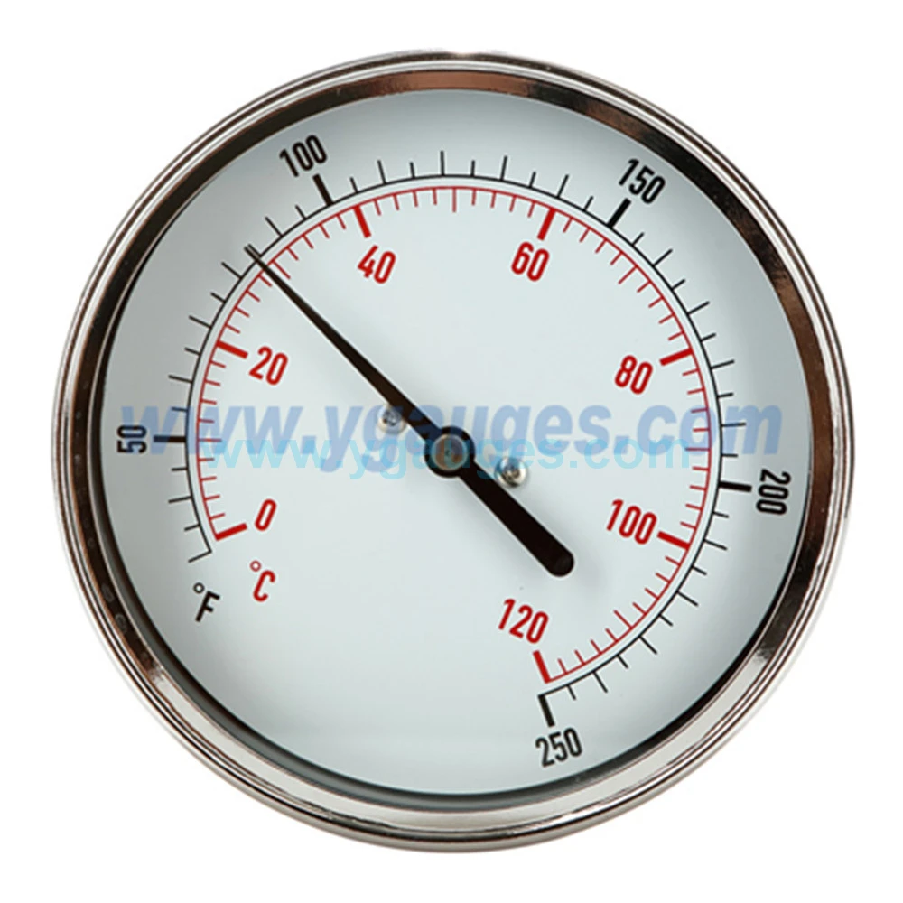 Bimetal hot water Temperature Gauge Stem with removable thermowell