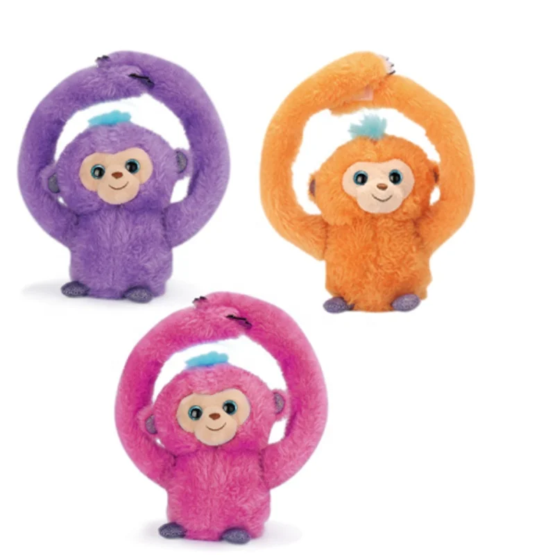 DOULUO Battery Operated Plush Stuffed Musical Handheld Tumbling Monkey Toy Repeating Recording with Long Arms Music