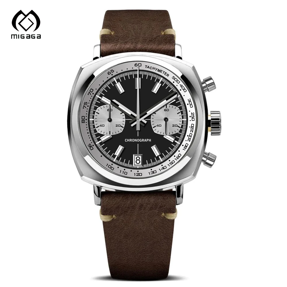 Customized With Logo Waterproof Quartz Automatic Movement White Green Dial Designer Leather Business Vintage Watches For Men