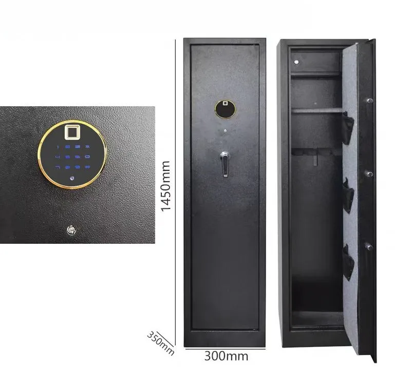 Modern Design Fireproof Fingerprint Lock Gun Cabinet Large Metal Storage Vault Safe Gun Stash Box Iron Locker for Hotels