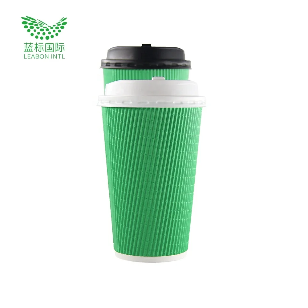 Environmentally friendly and degradable custom 12oz printed ripple wall paper coffee cup