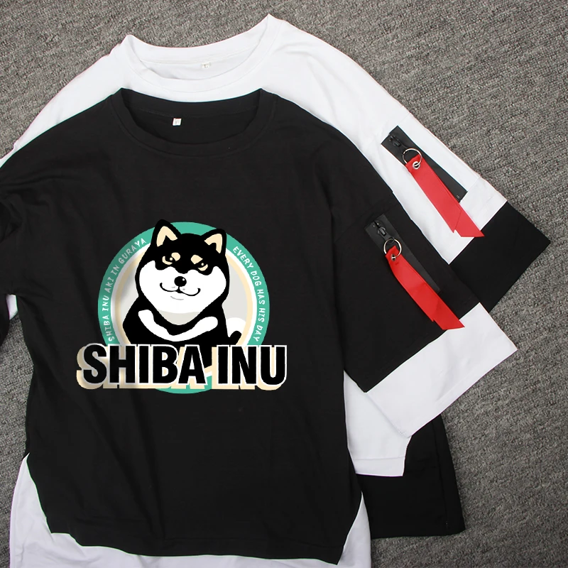 Boy girl T-shirt factory wholesale summer round neck top unisex couple cute cartoon animal Shiba Inu short sleeve shirt