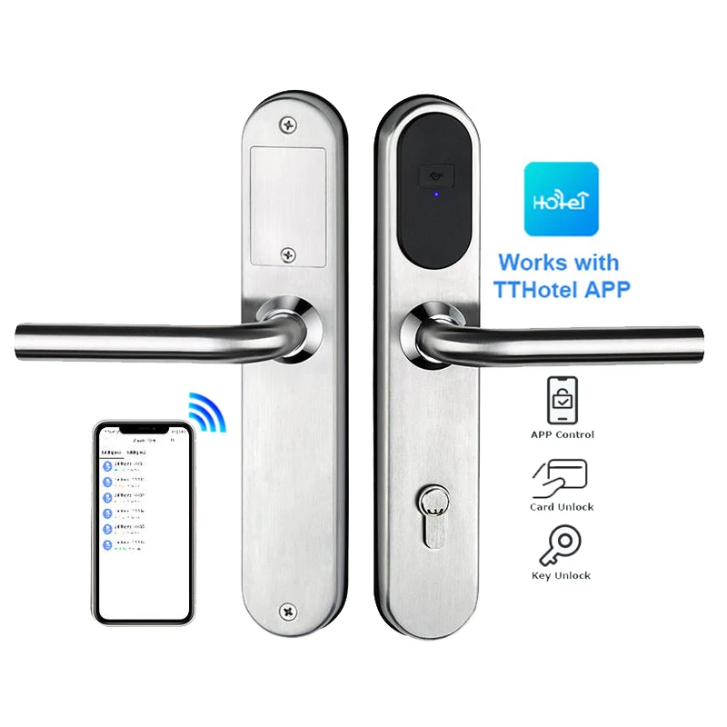 European Standard Wifi Ble APP Electronic Smart RFID Hotel  system smart door lock