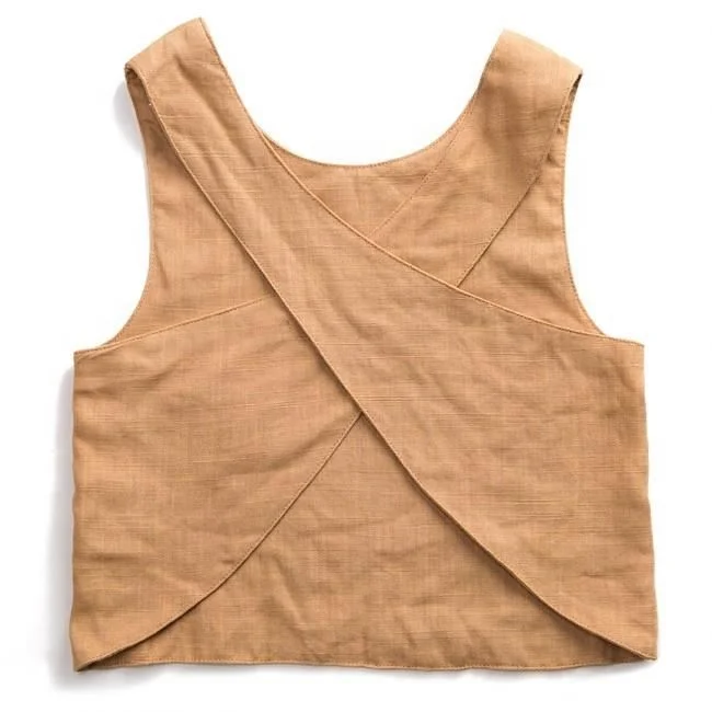 
Baby Top With Linen Fabric Children Clothes Girls Fancy Top Sleeveless Clothes 