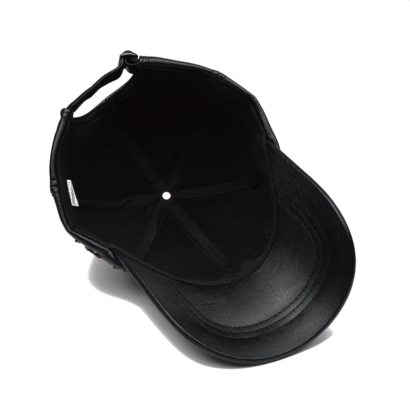 High Quality PU Leather Baseball Cap Winter Cap Men Snapback Hat Bones Casquette Gorras Para Hombre Mens Trucker Plain Dad Cap