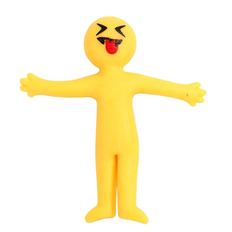 2023 wholesale Mini TPR Stress Relief Decompression Smiley Yellow Little Man Bendy Stretchy Sensory toy