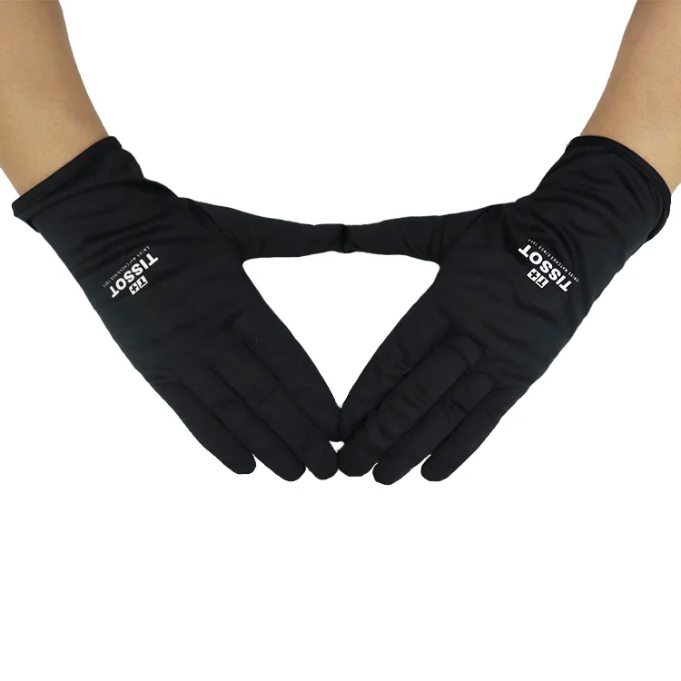 custom logo premium non dusting jewellery black microfiber cloth hand gloves for women jewelry watch handler cleaning polishing