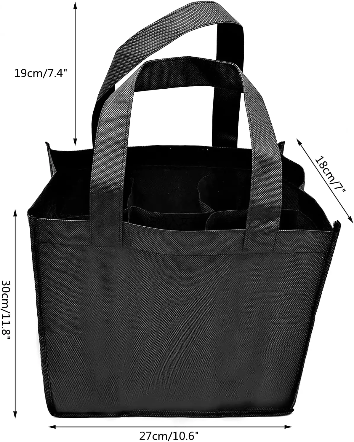 Wholesale High Quality Non Woven Shopping Grocery Bag Reusable 6 Bottles Black Gift Bag Bottle Wine Non-Woven Bag With Dividers