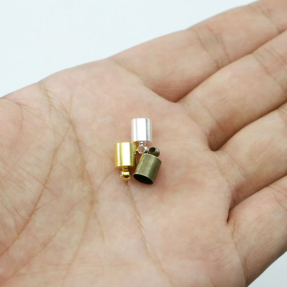 50pcs/lot Tassel Leather Cord End Crimp end Clasp Beads End Tip Cap For DIY Necklace Jewelry Making Findings