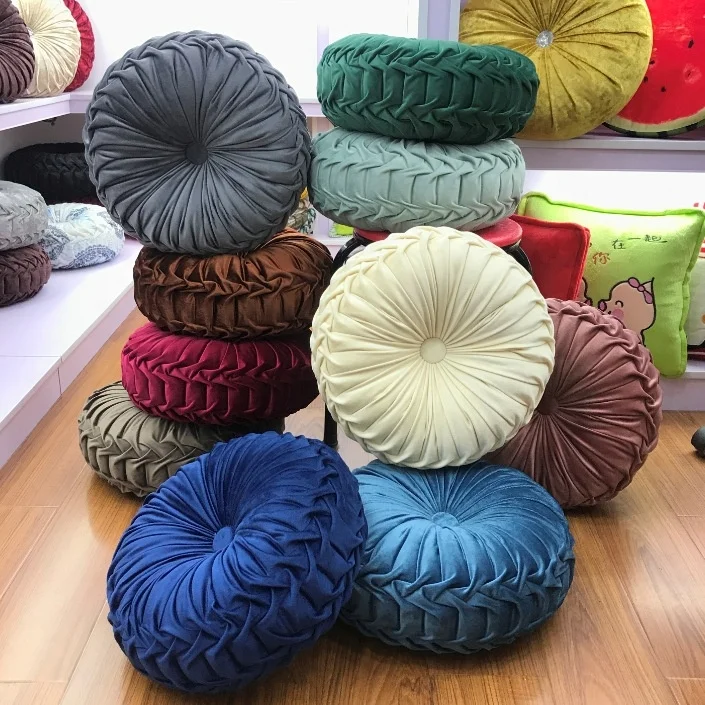 Soft Velvet Fabric Pillow solid color Seat  Home Decorative  Floor Pillow for Sofa Bed Car