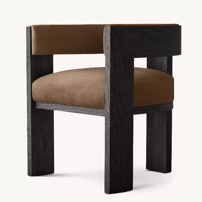 High Quality Home Wooden Chairs Furniture Leather Seat Dining Armchair