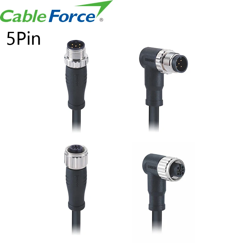 CableForce China Supplier ODM OEM M12 A Code Waterproof Male Female Circular Molding Cable Connector 2 3 4 5 8 12 17 Pin