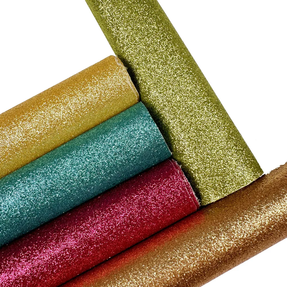 S1001 Glitter Pu Fabric Wallpaper Glitter Faux Leather For Bag Shoes Bow Handmade