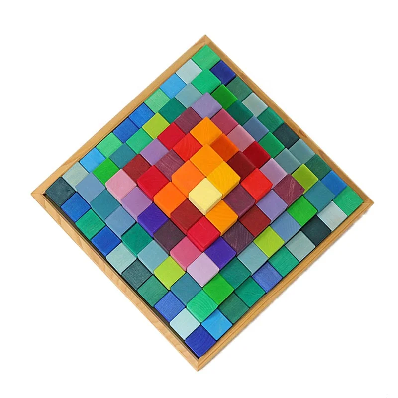 Large Stepped Beech wood Pyramid 4 cm Thick Building Blocks Sets