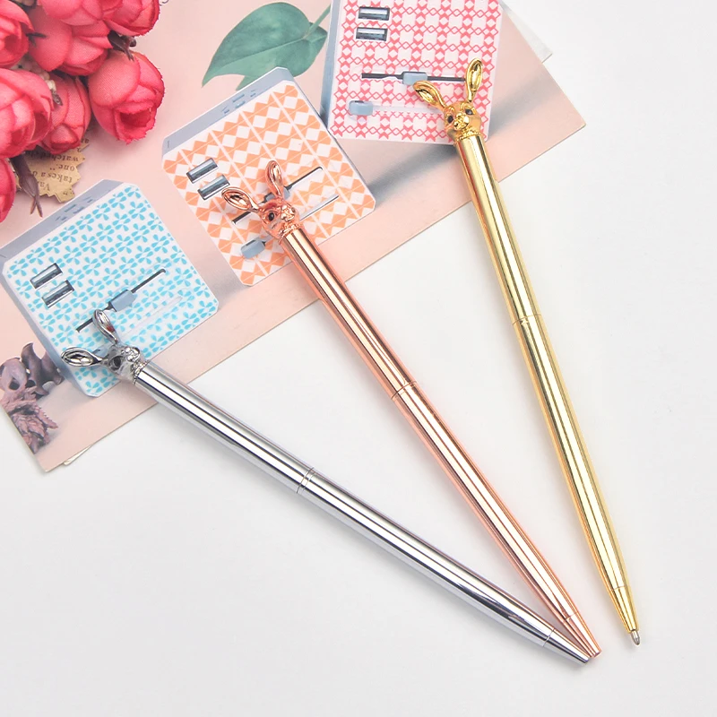 New style metal ball pen custom logo hotel ball pen ballpoint pen with rabbit on the top