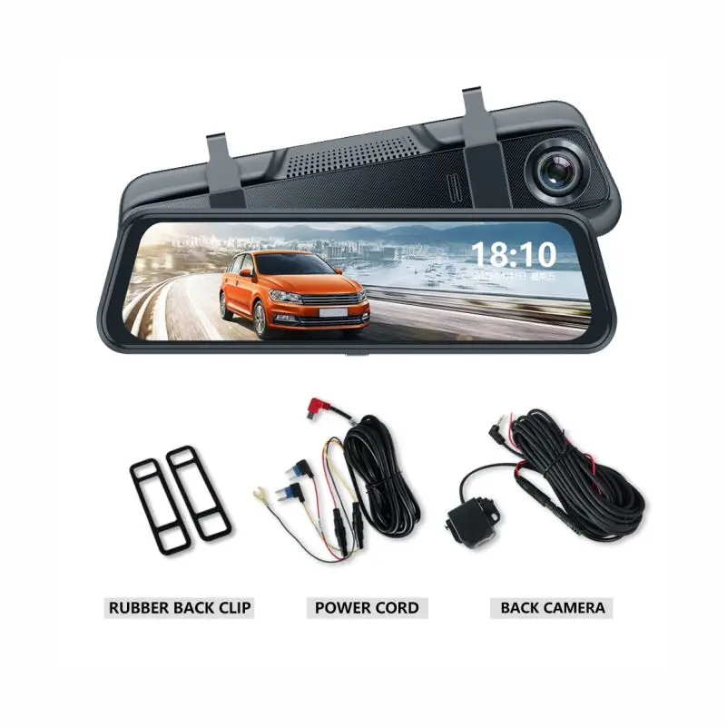 Reliable Quality 10 Inches Touch Screen Voice Control Car Mirror Dash Cam With Reverse Camera