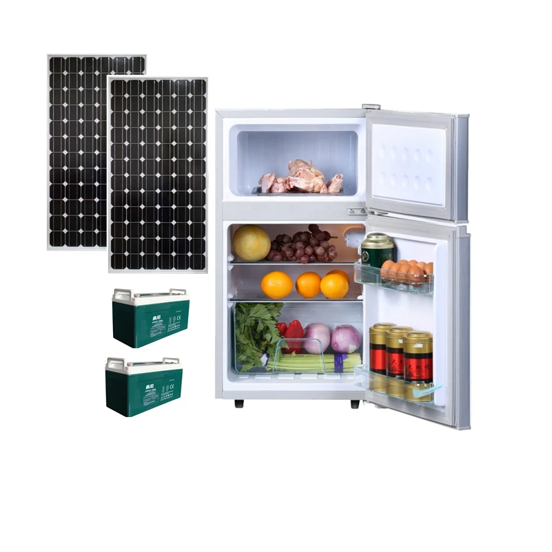 Best Price 98L Mini Portable Double Door Refrigerators 12V DC Solar Powered Fridges Freezer For RV