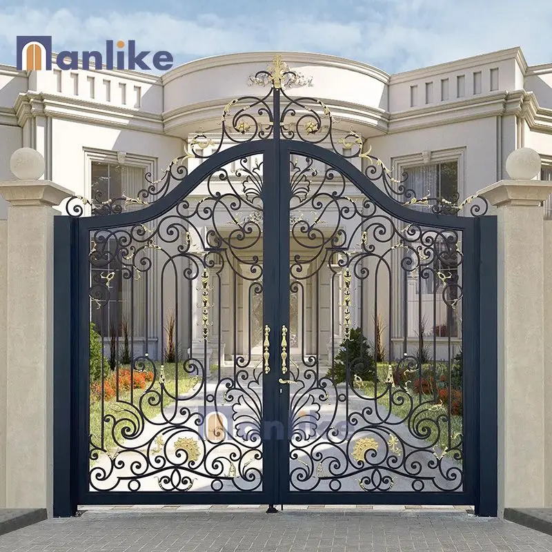 Anlike Luxury Villa Garden Driveway Main Grill Gate Design Sliding Custom Entry Wrought Iron Gate For Home
