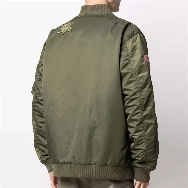 Designer Outdoor Patchwork Aviator Jacket For Men Custom Patchwork Patch Bomber Varsity Flight Jacket