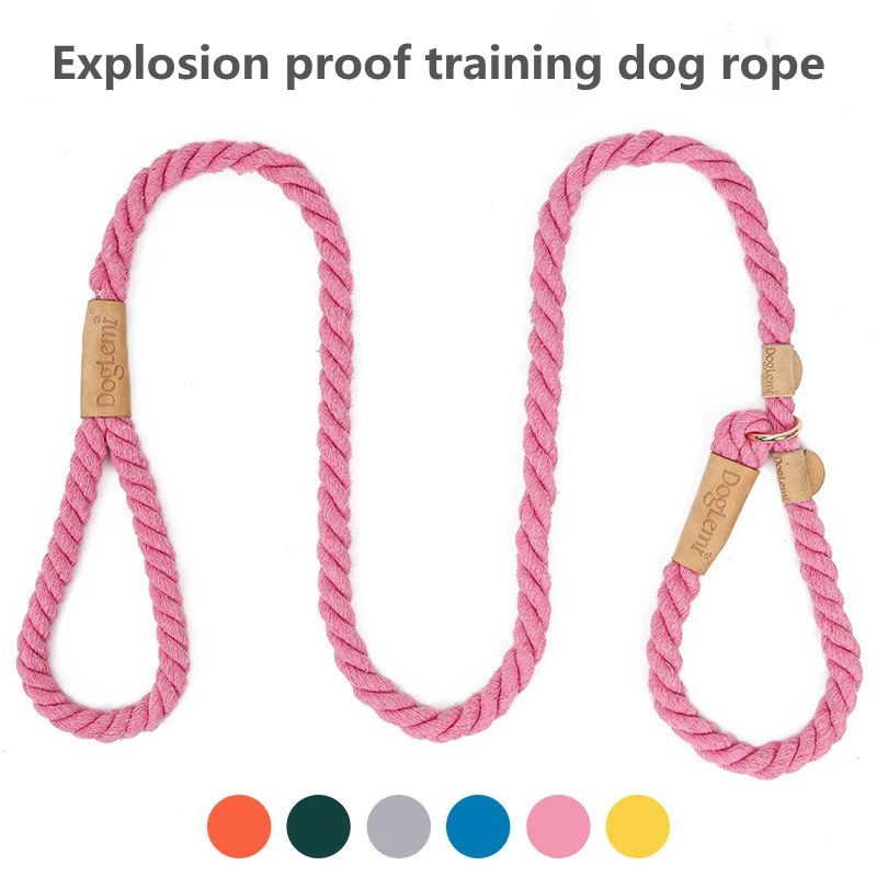 New Design Pet Products Collar and Leash Integrated Modern Luxury Adjustable Pet Dog Leash Rope raided Cotton Rope Leads Collars