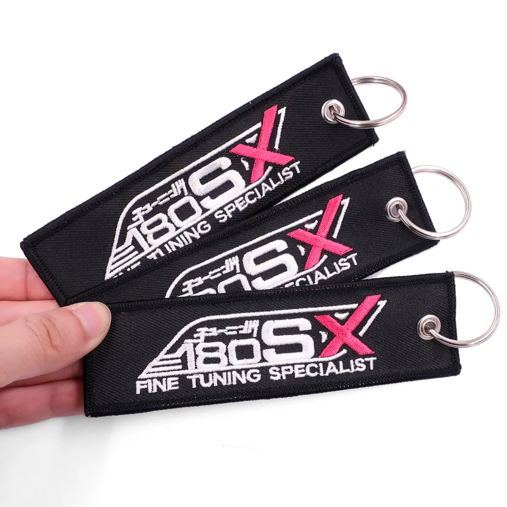 Custom personalized woven embroidered key chain tag embroid key ring anime keychain fabric
