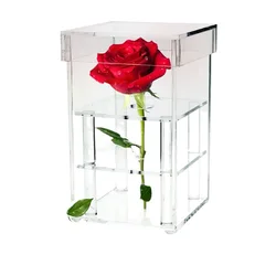 Hot Sale Customize 1 9 16 25 Holes Square Clear Acrylic Flower Storage Boxes Acrylic Rose Gift Boxes With Lid